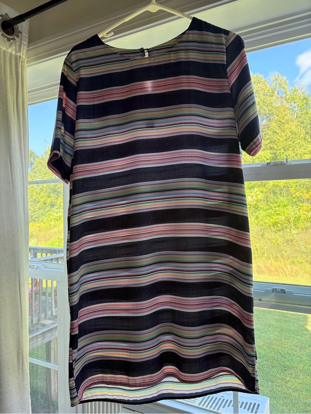 Striped Midi Dress in Navy, Pink, Purple/ Multicolor Bands
